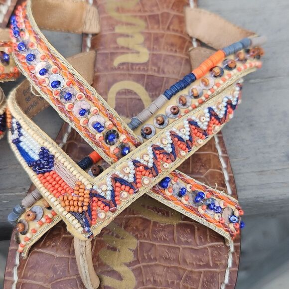 Sam Edelman Karly Beaded Leather Sandals Size 8.5 – Boho Chic - Picture 3 of 7